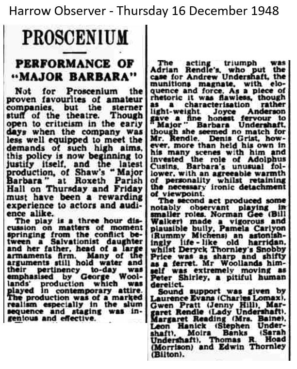 Proscenium "Major Barbara" by Bernard Shaw (1948)